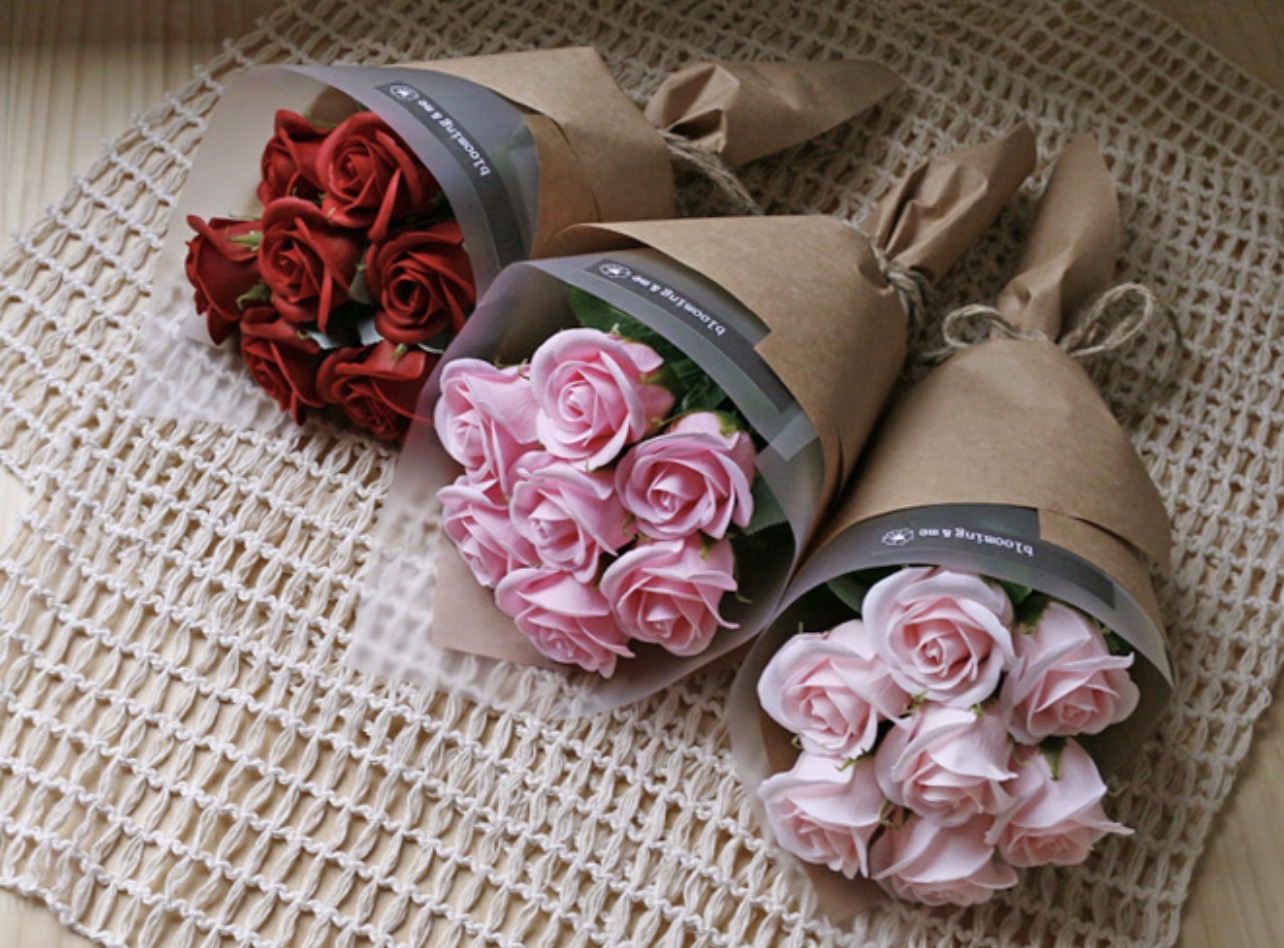 soap flower rose 7 pcs natural bouquet