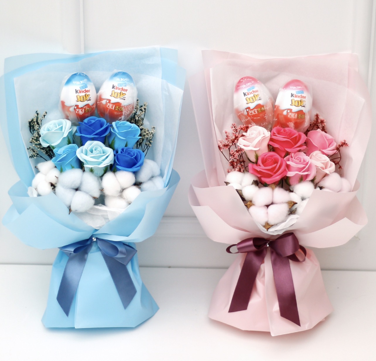 Morningscent soap flower Kinder Joy bouquet + chocolate 2 pieces