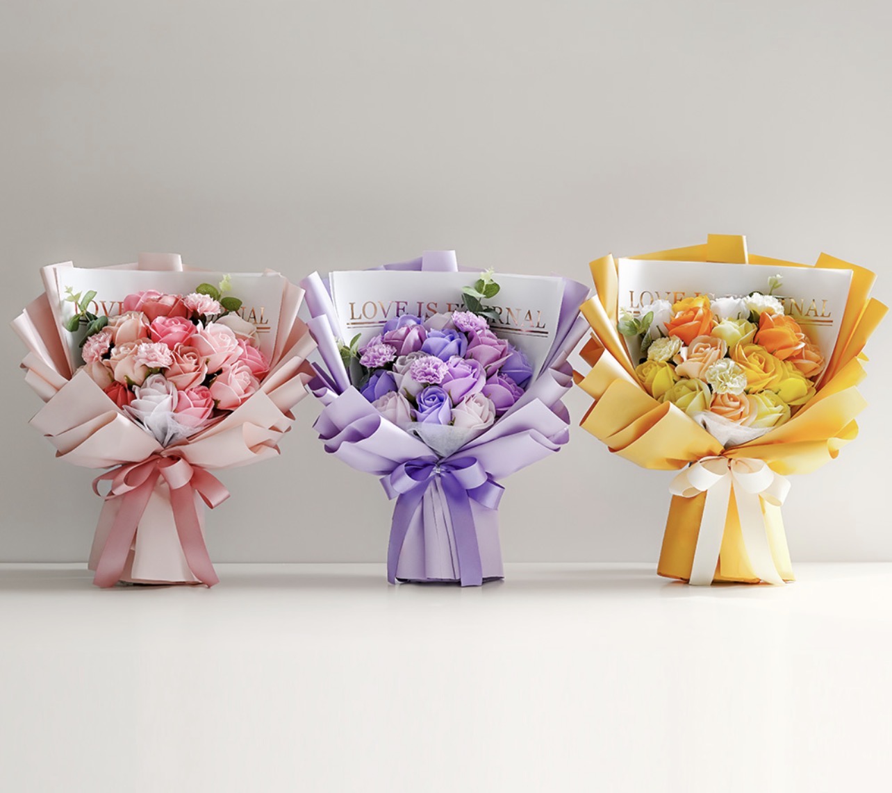 Cocodor romantic soap flower bouquet + shopping bag set