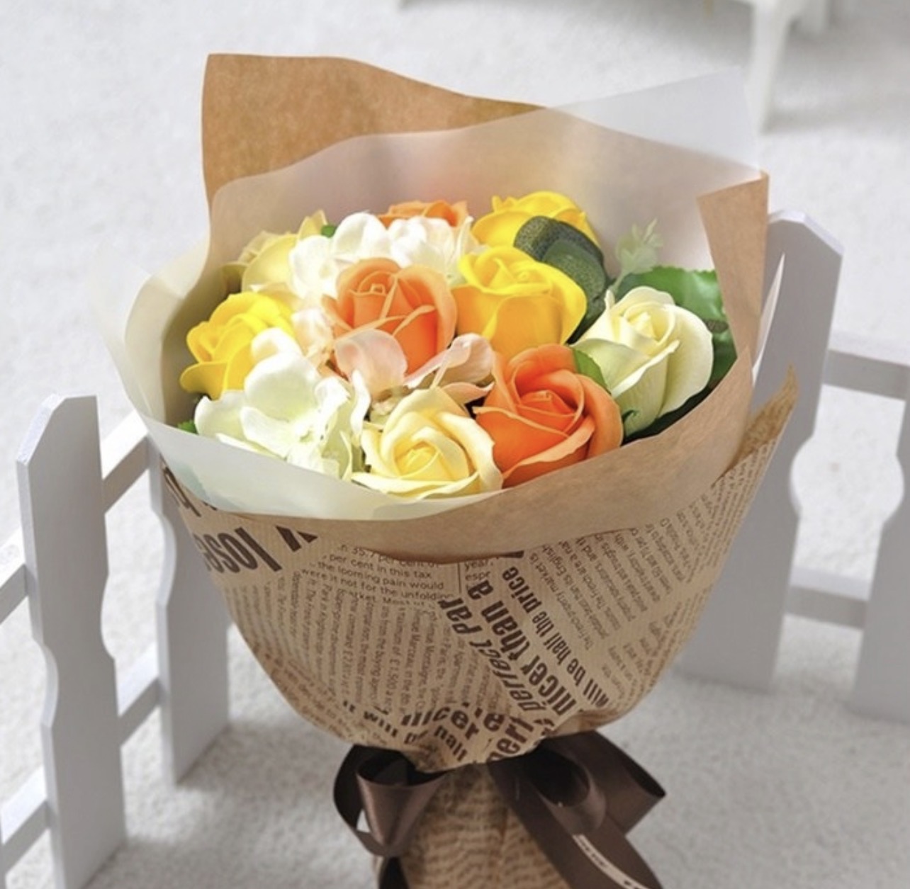 Happy World soap flower rose bouquet