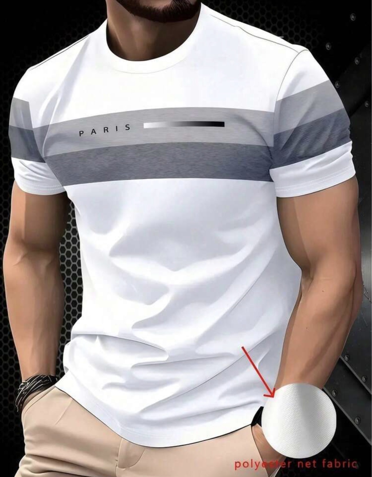 KOVSEE Mens Paris Graphic Ombre Short Sleeve T-Shirt