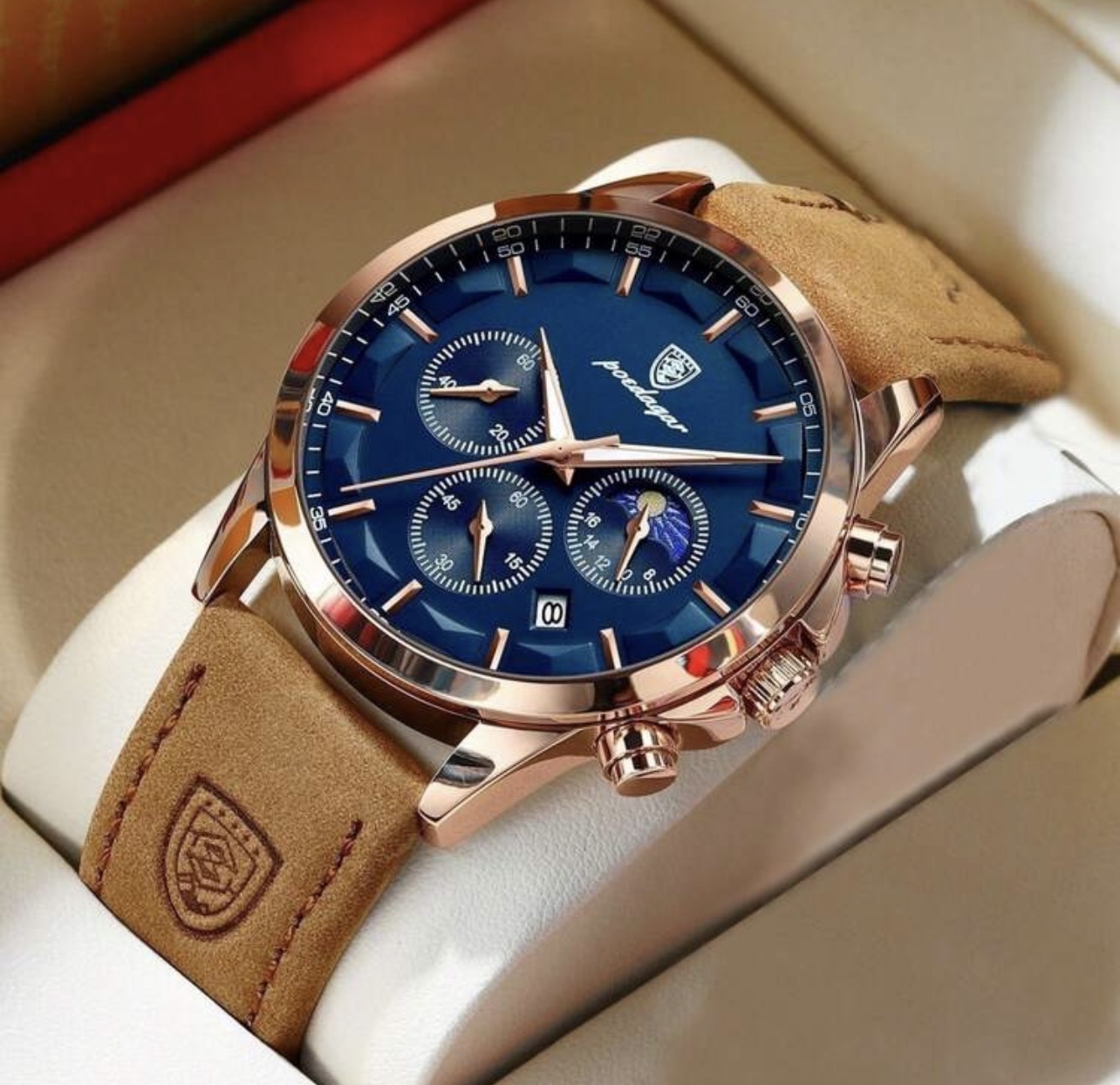POEDAGAR Multifunctional Chronograph Luminous Waterproof Quartz Watch