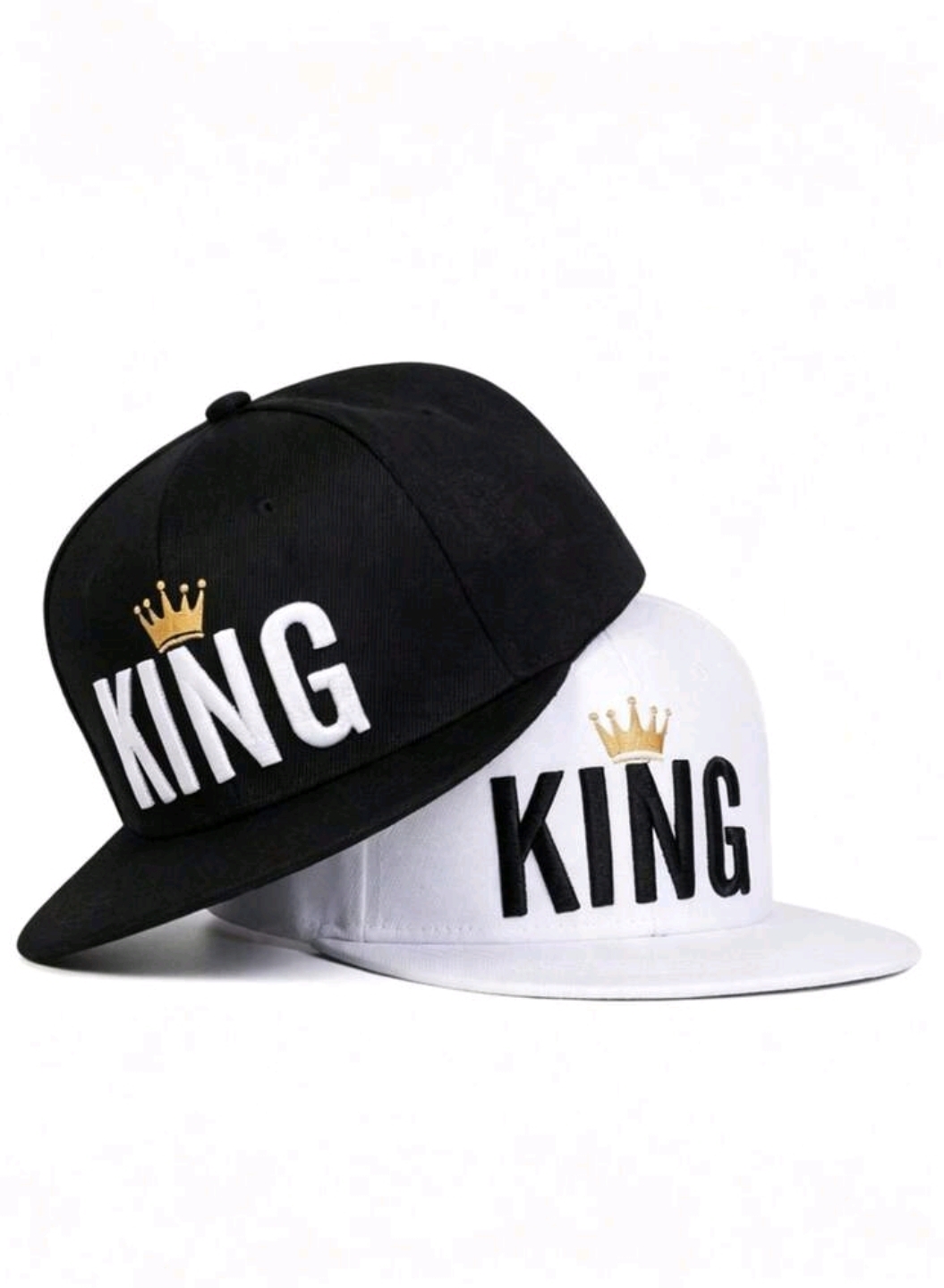 Embroidered KING Crown Flat Cap