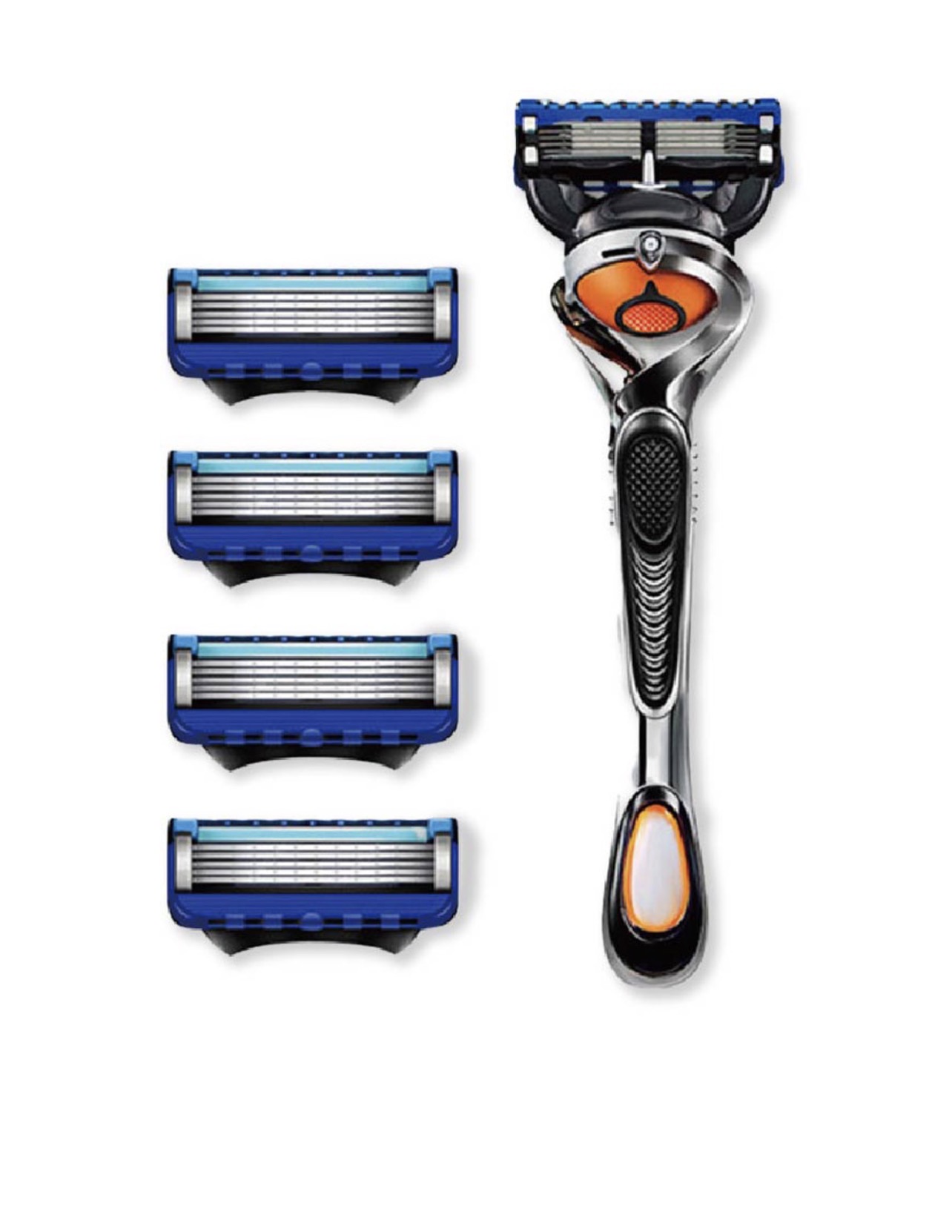 Arisuri mens manual 5-blade razor + refill blades 4 pieces set blue, 1 set