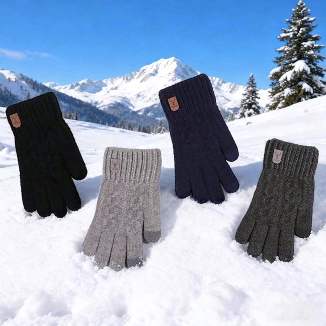 1 Pair Of Alpaca Wool Knit Gloves