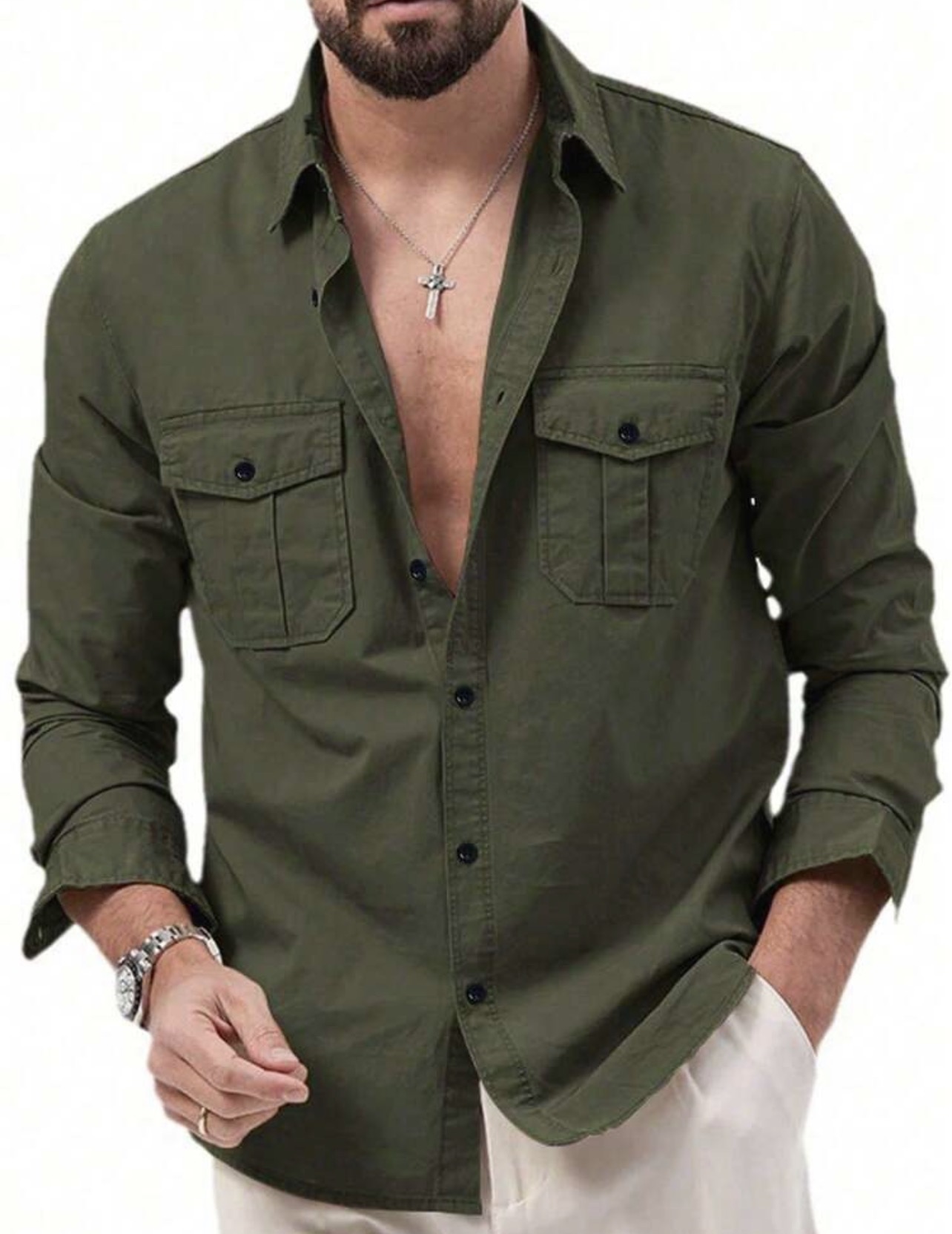 Men Business Casual Long Sleeve Shirts