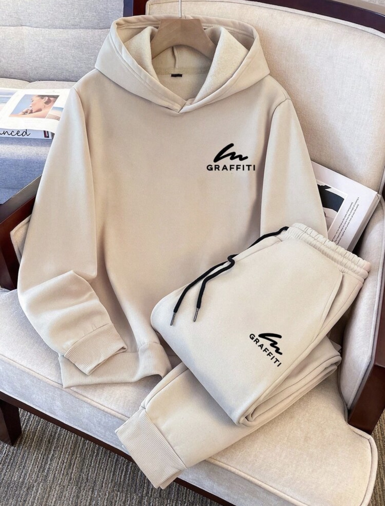 Daypath Men Standard Size Casual Khaki Sweatshirt Set