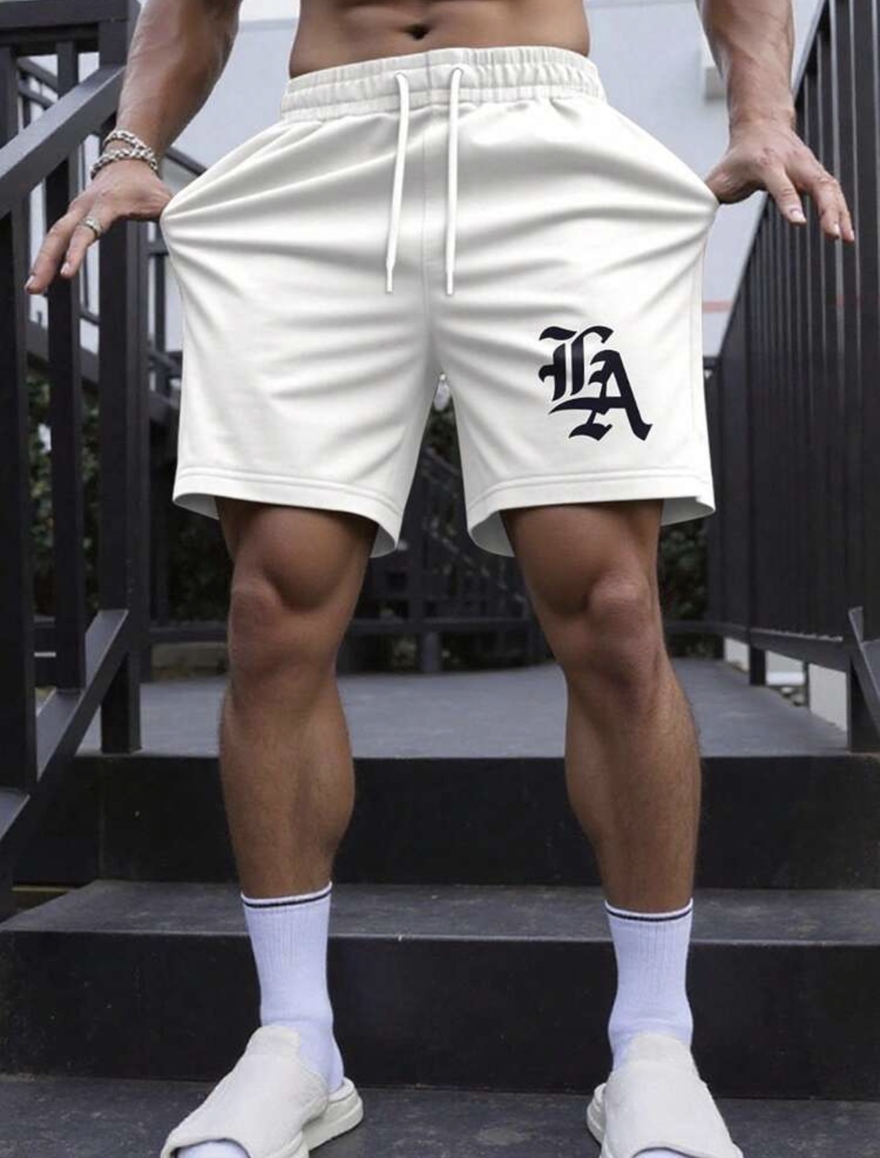 Manfinity Roughcore Men Casual Loose Drawstring Shorts