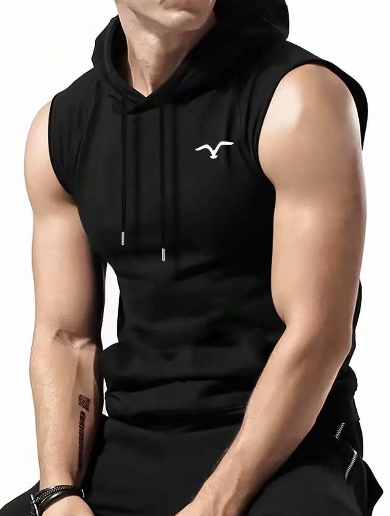 Men Hooded Top, Sleeveless, Fashionable For Summer