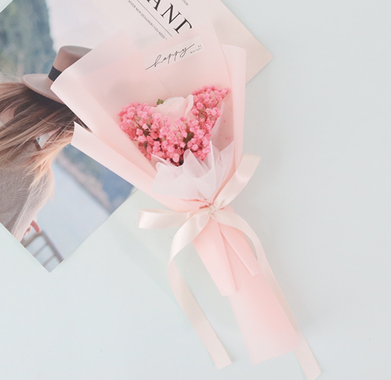 single rose mist bouquet