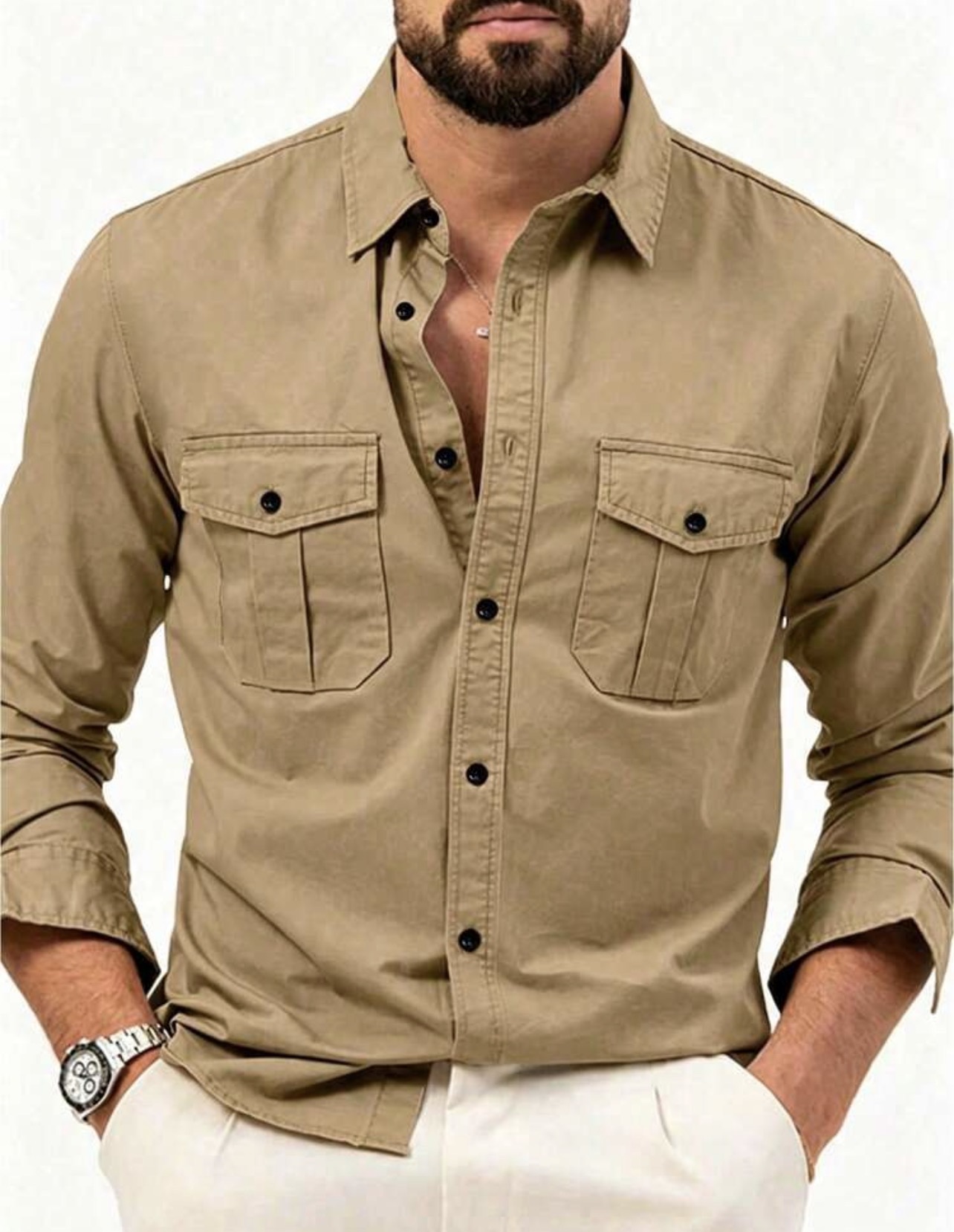 Men Business Casual Long Sleeve Shirts