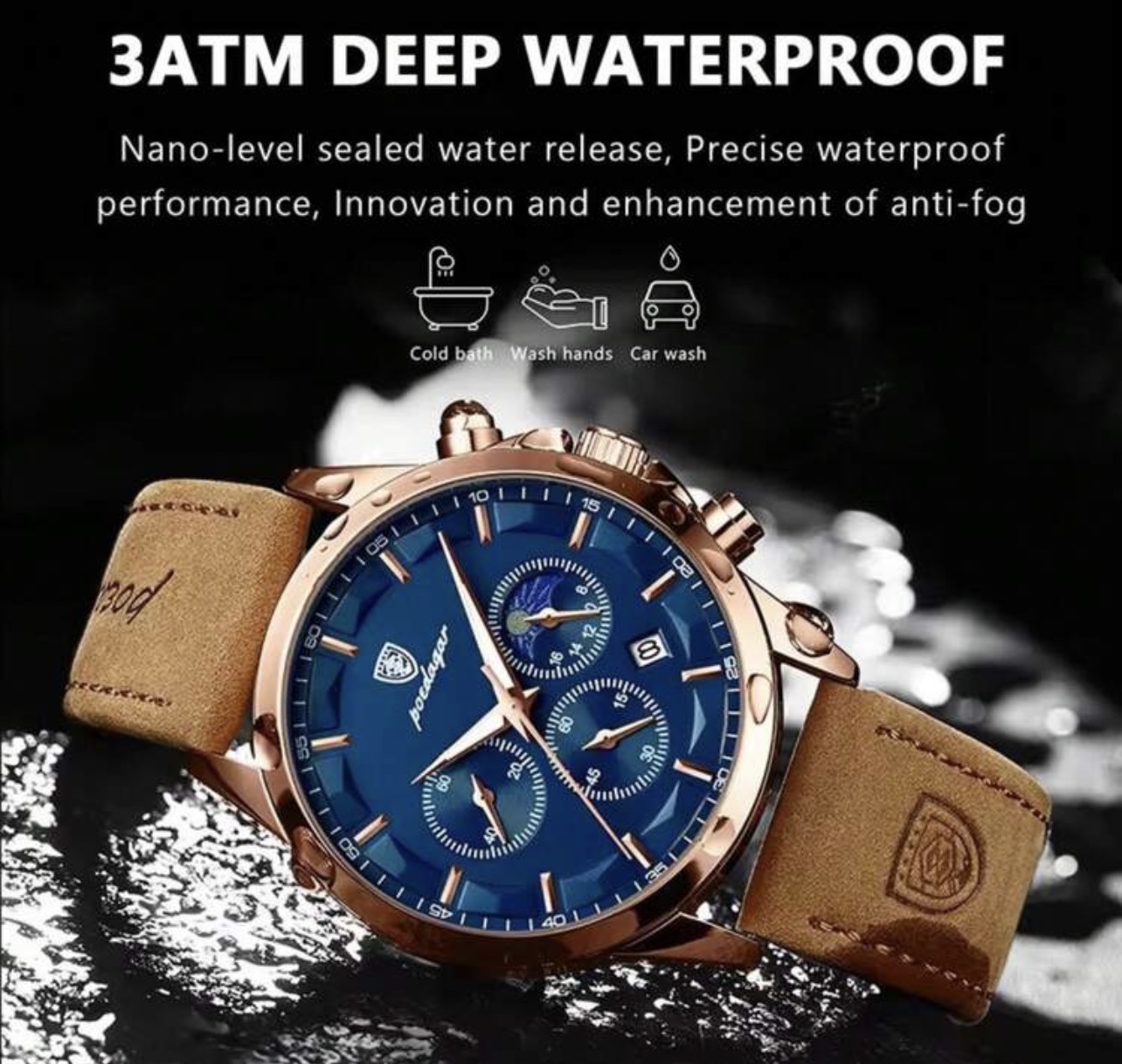 POEDAGAR Multifunctional Chronograph Luminous Waterproof Quartz Watch