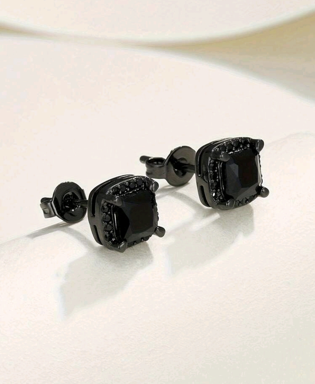 Black Zirconia Stud Earrings 6mm