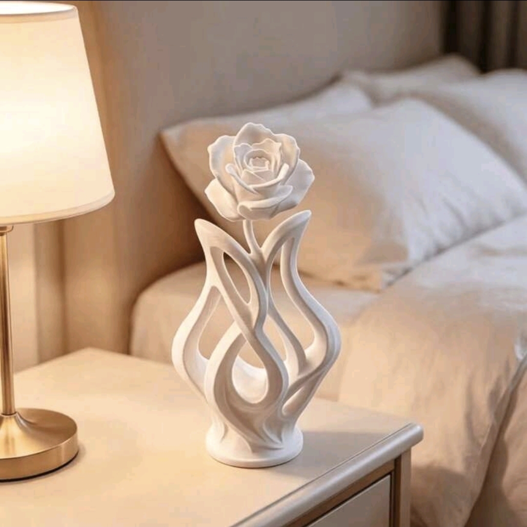 Modern Abstract Rose Sculpture, Floral Artist Home Decor Statue,