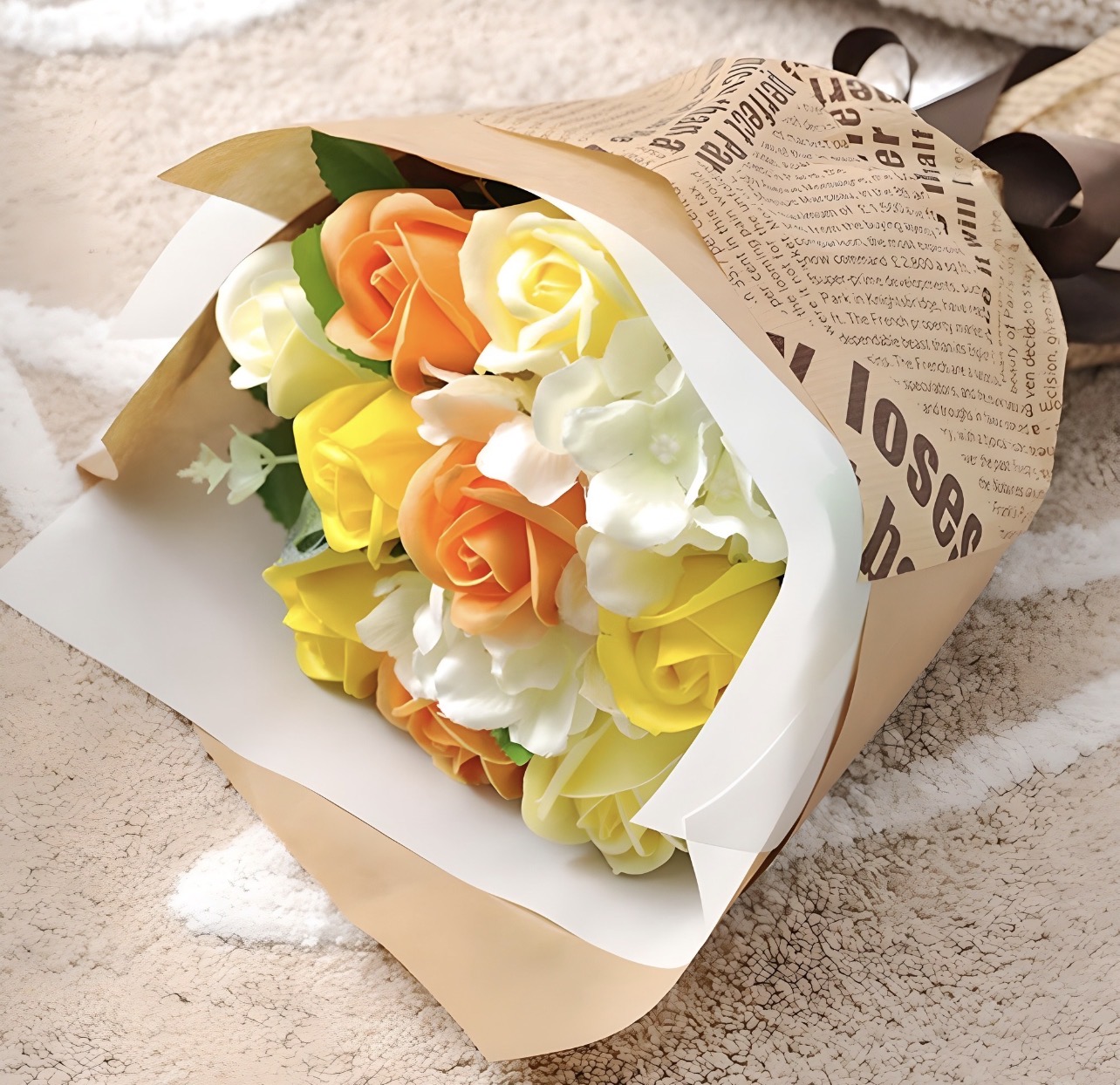 Happy World soap flower rose bouquet