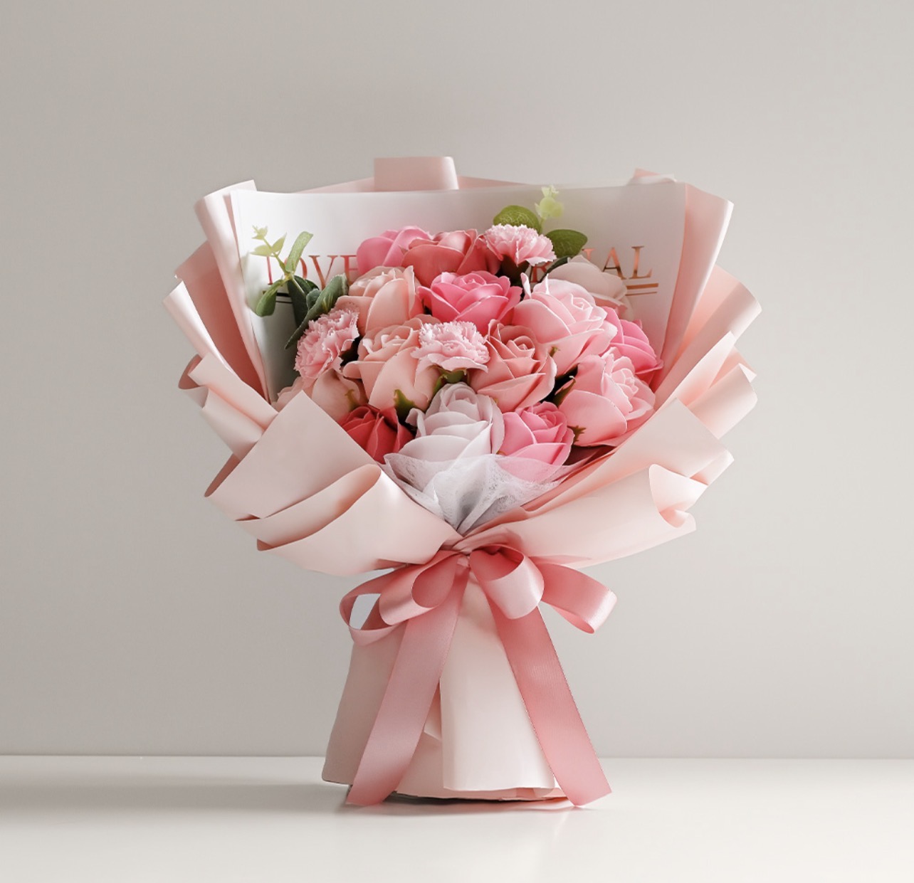 Cocodor romantic soap flower bouquet + shopping bag set