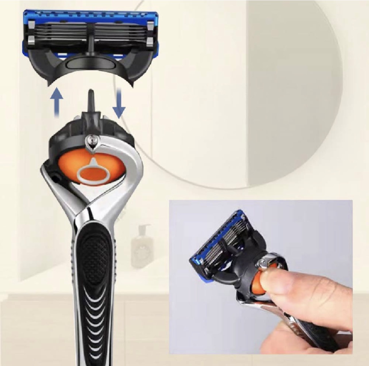Arisuri mens manual 5-blade razor + refill blades 4 pieces set blue, 1 set