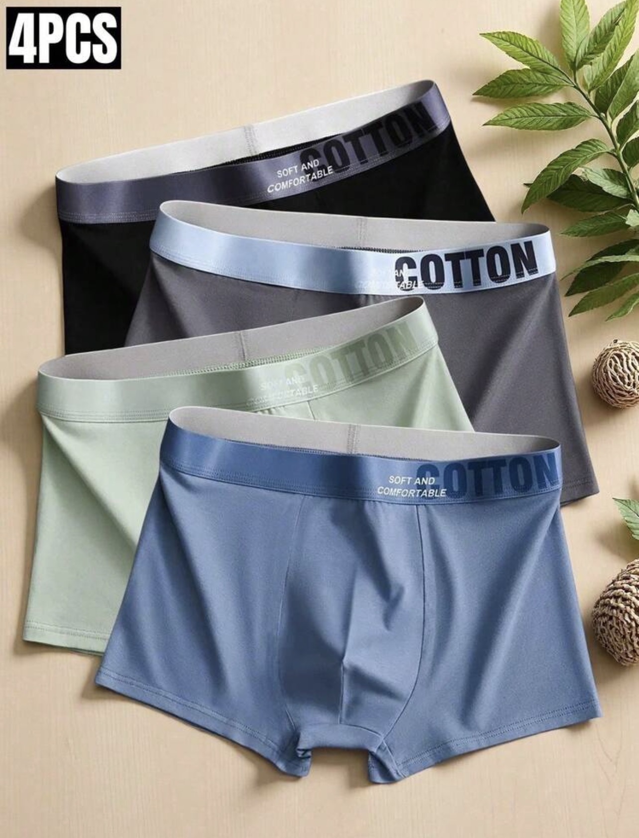 4pcs Men Underwear Set, Graphene Elastic Waistband Boxer Briefs
