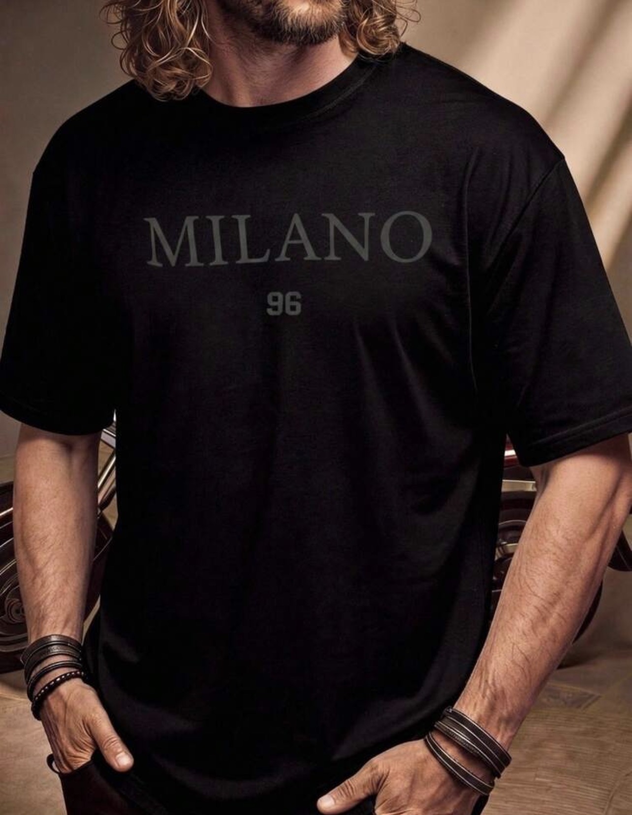 Manfinity Homme Mens Letter Print Round Neck Casual Loose T-Shirt
