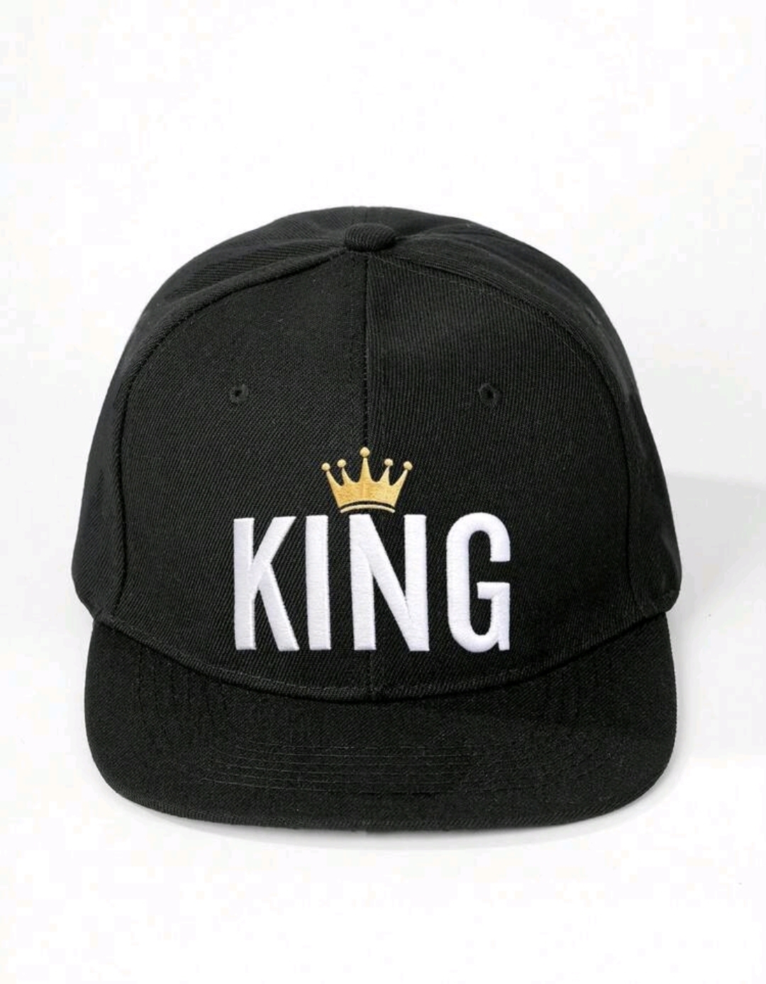 Embroidered KING Crown Flat Cap